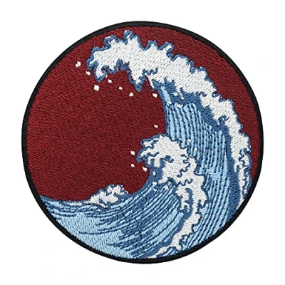 Afbeelding van Waves patch om op te strijken, zee golf patches, maritieme strijkpatches, water strijkplaatje, vis Finally Home