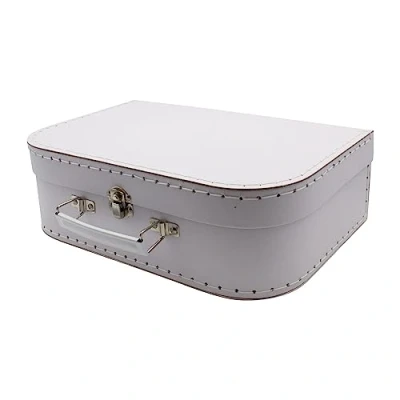 Afbeelding van GICO Witte kartonnen koffer om zelf vorm te geven voor geschenken geschenkverpakking of knutselen (L)