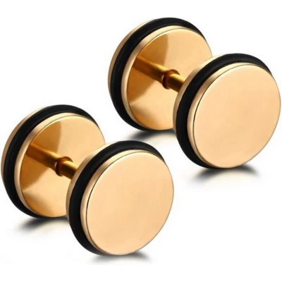 Afbeelding van Dumbbell Stud oorbellen Edelstaal Goudkleurig