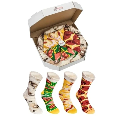 Afbeelding van Rainbow Socks Vrouwen Mannen Pizza Sokken Box Mix Italiana Hawaii Pepperoni 4 Paar Maat EU 36 40