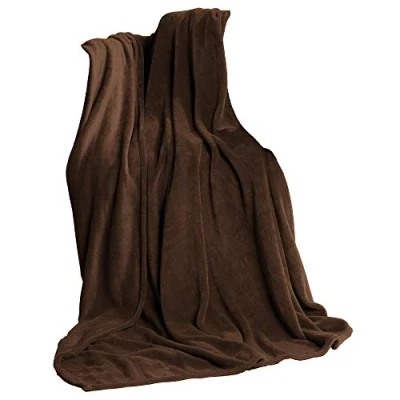 Afbeelding van CelinaTex Wollige knuffeldeken 150 x 200 cm donkerbruin deken bank woondeken zacht microvezel fleece Oeko Tex tv