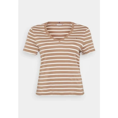 Afbeelding van Tommy Hilfiger Curve SLIM CODY Tshirt basic, Dames, Maat: 46, Hickory/ecru