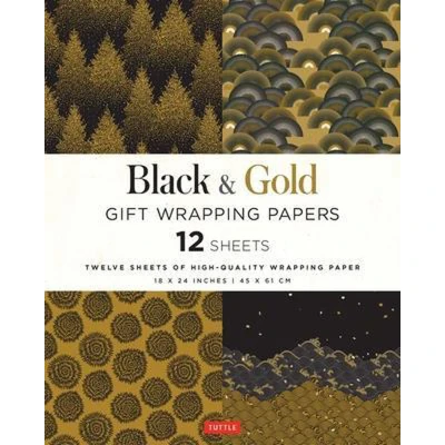 Afbeelding van Black &amp; Gold Gift Wrapping Papers 12 Sheets: 18 x 24 inch (45 61 cm) Paper