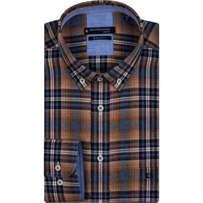 Afbeelding van Giordano casual overhemd bruin