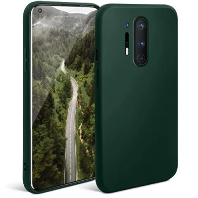 Afbeelding van Moozy Minimalist Series Siliconen Hoes voor OnePlus 8 Pro, Middernacht Groen Matte Afwerking Slanke Zachte Lichtgewicht Beschermhoes Telefoonhoesje TPU Silicone Case Cover