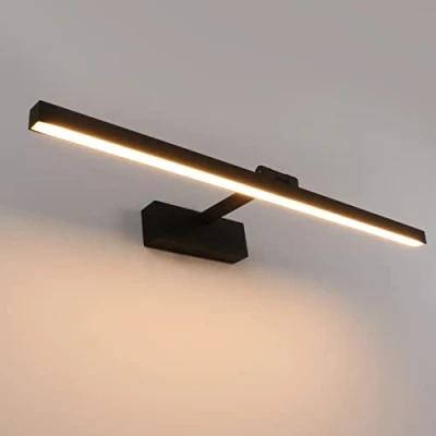 Afbeelding van Klighten LED spiegellamp badkamer 61cm, 180 graden draaibare wandlamp voor IP44, 18W 1170 lumen, badkamerlamp muur aluminium, warm wit 3000K, zwart