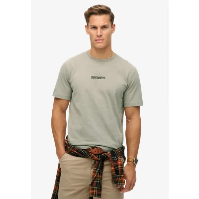 Afbeelding van Superdry Mannen Micro Logo Graphic T shirt met Losse Pasvorm Beige Grootte: Xxl