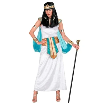 Afbeelding van Widmann Egypte Kostuum Beeldschone Koningin Van Cleo Vrouw Blauw, Wit / Beige, Goud XL Carnavalskleding Verkleedkleding