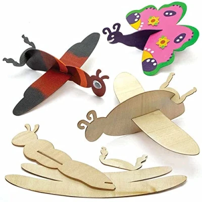 Afbeelding van Baker Ross FC713 Insecten insect houten zweefvliegtuigen Set van 8, Hout Knutselen Kits voor Kinderen, Kleurplaten Kinderen