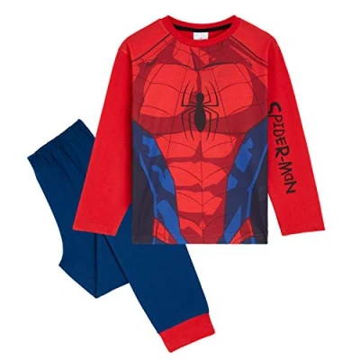 Afbeelding van Marvel Spiderman pyjama voor jongens, kinderen, volledige lengte, Avengers, nachtkleding, pyjamaset, Rood, 4 5 jaar