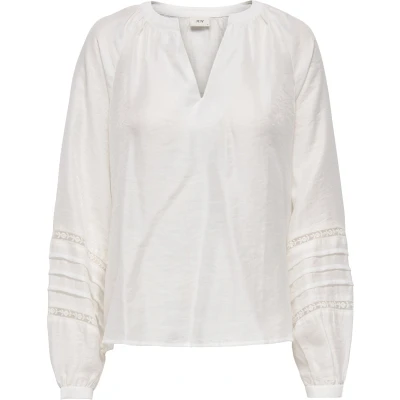 Afbeelding van Jacqueline de Yong Blouse Jdysully L/s Lace Top Wvn 15330355 Cloud Dancer Dames Maat S