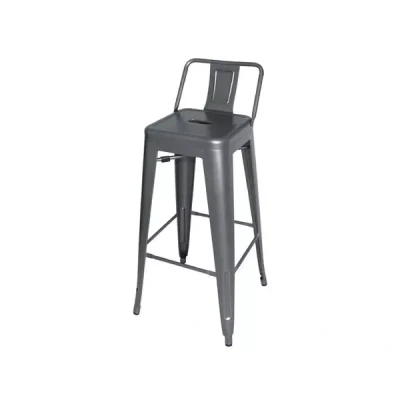 Afbeelding van Bolero Bistro stalen barkruk met rugleuning grijs (4 stuks)