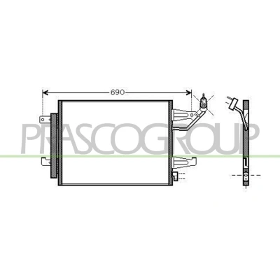 Afbeelding van PRASCO MB324C002 Condensor Airco Met droger 15mm 10mm Aluminium 525mm R134a MITSUBISHI: COLT 6