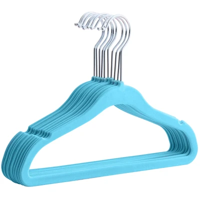 Afbeelding van ACAZA 20 Stuks Kledinghangers voor Kinderen met Fluweel, Anti slip, Blauw