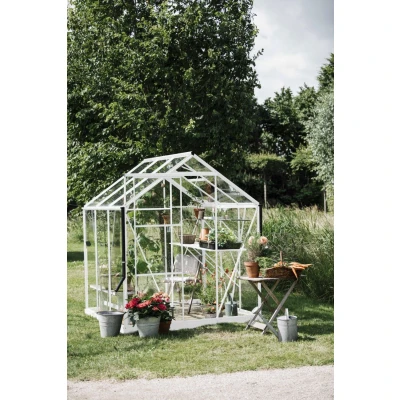 Afbeelding van Royal Well tuinkas Kate 1 met veiligheidsglas en fundering wit