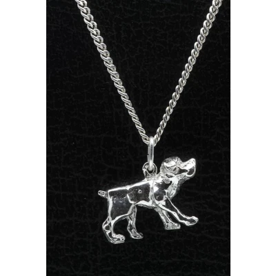 Afbeelding van Zilveren Rottweiler pup ketting hanger groot