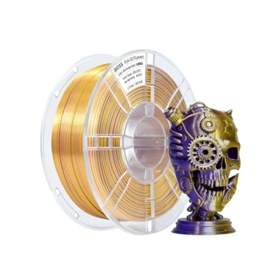 Afbeelding van iBOSS PLA 3D printerfilament, filament 1,75 mm tweekleurig zijdefilament, co extrusie glanzend printfilament 1 kg, goud paars