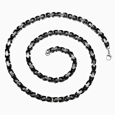 Afbeelding van 60cm x 6mm Vierkant Koningsketting Heren Stalen Zwarte PVD Coating Zilverkleur Schakelketting