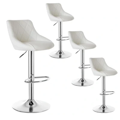 Afbeelding van WOLTU 4 X Barkrukken met Kunstleer Zitting,Barstoelen leuning Draaistoel en Verstelbare,Wit 9181
