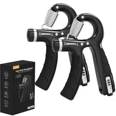 Afbeelding van Handtrainer, set van 2 handtrainers, onderarmtrainers, verstelbare handgreep, 5 60 kg, hand onderarm, trainingsapparaat, gripkrachttrainer, antislip grip, voor sporters en herstel de