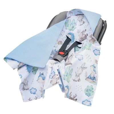 Afbeelding van Medi Partners Inbakerdeken 100% Katoen Waffle 85x85cm knuffeldeken voor kinderwagen babyzitje universele babydeken dubbelzijdig buggy autostoel