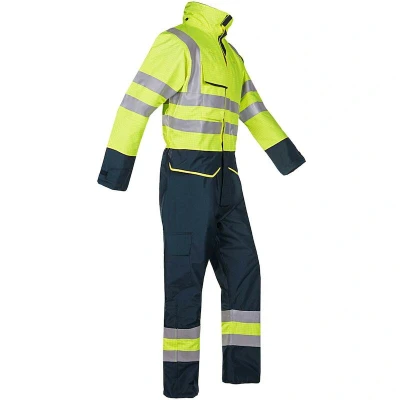 Afbeelding van SIOEN 7253 Carret signalisatie winter regenoverall vlamvertragend antistatisch (fluo geel / marine) 7253N3EF7278S
