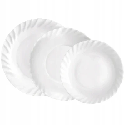 Afbeelding van Bormioli Rocco Prima serviesset 18 delig 6 persoons Italiaans design Opaal glas Wit