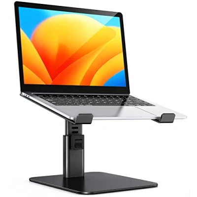 Afbeelding van Babacom laptopstandaard, 8 in hoogte verstelbaar, aluminium ergonomische geventileerde compatibel met MacBook, Air, Pro, Lenovo, Dell, alle 10 16&quot; notebooks zwart