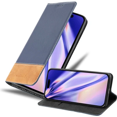 Afbeelding van Cadorabo Hoesje geschikt voor Apple iPhone 14 PRO in DONKERBLAUW BRUIN Beschermhoes met magnetische sluiting, standfunctie en kaartvakje Book Case Cover Etui