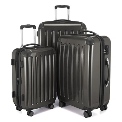 Afbeelding van HAUPTSTADTKOFFER Alex hardshell trolley, rolkoffer, reiskoffer, 4 dubbele wielen, uitbreiding, grafietgrijs, Set, kofferset