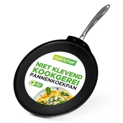 Afbeelding van NutriChef Pannenkoekenpan Anti aanbak Crêpepan Ideaal voor Pannenkoeken, Dosa en Tortilla&#039;s Hard Geanodiseerd Vaatwasmachinebestendig