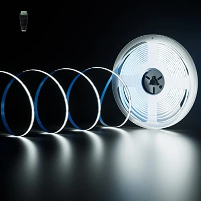 Afbeelding van PAUTIX COB ledstrip, koudwit, 6000 K, 10 m, 4800 leds, 24V DC, ledstrip CRI93+ voor slaapkamer, keuken, doe het zelf verlichtingsproject (voeding niet inbegrepen)