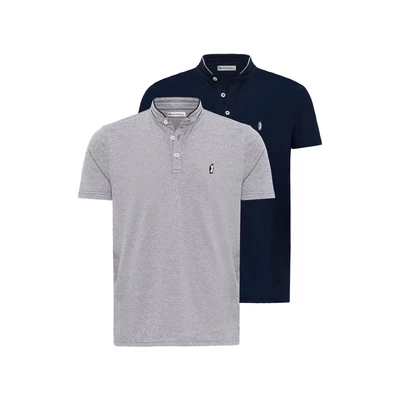 Afbeelding van dandalo Verona 2 PACK Tshirt basic, Heren, Maat: Large, Grey melange navy