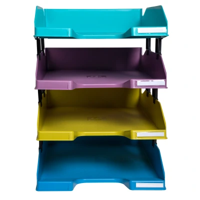 Afbeelding van Exacompta ref. 113293PakD Set van 4 Brievenbakken Forever Young® COMBO MIDI Afmetingen: 34,6 x 25 24,3 cm voor A4+ documenten Blauer Engel gecertificeerd geassorteerde kleuren