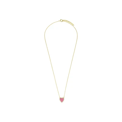 Afbeelding van Lucardi Dames Zilveren goldplated Ketting met een hartvormige Rhodonite gemstone Staal Goud 45 cm