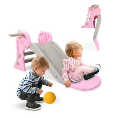 Afbeelding van Mobiclinic® kinderglijbaan, Dino, Inklapbaar, Inclusief mand bal, Afgeronde randen, Antislip, Europees merk, Max. 35 kg, Stabiel, Veilig, Eenvoudige montage, Binnen buiten