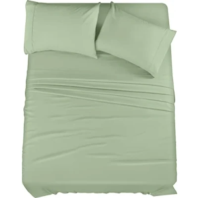 Afbeelding van Utopia Bedding Beddengoedset 4 delig beddengoed geborsteld microvezel krimp en kleurvast onderhoudsvriendelijk (salie)