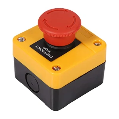 Afbeelding van Noodstopschakelaar 1pc 660V 10A Plastic omhulsel Rode plaat Noodstop Paddestoel Drukknop Nieuw, 77x76x64mm/3.03x3x2.5in