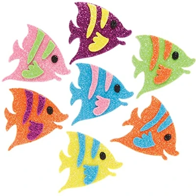 Afbeelding van Baker Ross FE233 Tropische Vissen Glitter Foam Stickers Pack van 120, Kids Stickers, ideaal voor kinderen kunst en knutselprojecten, geweldig kaarten maken Scrapbook benodigdheden