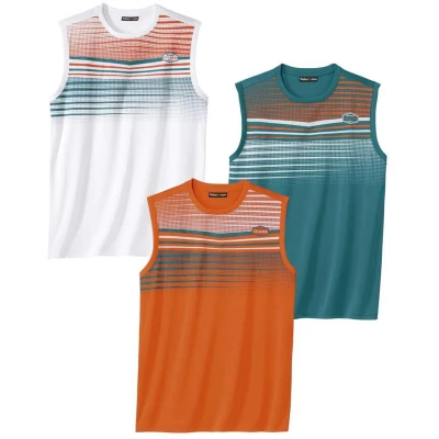 Afbeelding van ATLAS FOR MEN Verpakking mouwloze sport T shirts tanktops verkrijgbaar in grote maten van M tot 5XL, donkeroranje, smaragdgroen, wit., 4XL