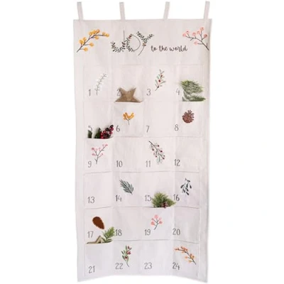 Afbeelding van Papierdrachen Adventskalender 2023, wandkalender van stof om te vullen, Joy to the World, hoogwaardig geborduurd, stoffen zak, cadeauzakjes, herbruikbaar, set nr. 38