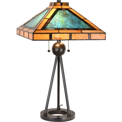 Afbeelding van Clayre &amp; Eef Groene Tafellamp Tiffany 61*61*73 cm E27/max 2*60W 5LL 6164
