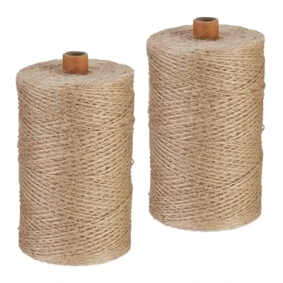 Afbeelding van Relaxdays jute touw 1 mm 2 x 500 m koord paktouw natuurlijk bindtouw