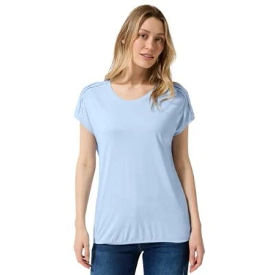 Afbeelding van Cecil Tshirt basic, Dames, Maat: Small, Blau