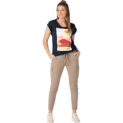Afbeelding van TIMEZONE Dames Cargo Broek slim MalikaTZ 7/8 Beige Volwassenen