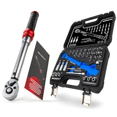 Afbeelding van Momentsleutelset 1/4 inch 2,5 20 Nm, voor fiets, fijnmechaniek, met veel accessoires zoals verlengstang, bits, moerinzetstukken, adapter