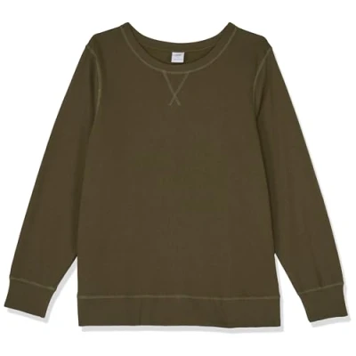 Afbeelding van Amazon Essentials Dames Franse Terry Fleece Crewneck Sweatshirt (verkrijgbaar in grote maten), olijf, Small