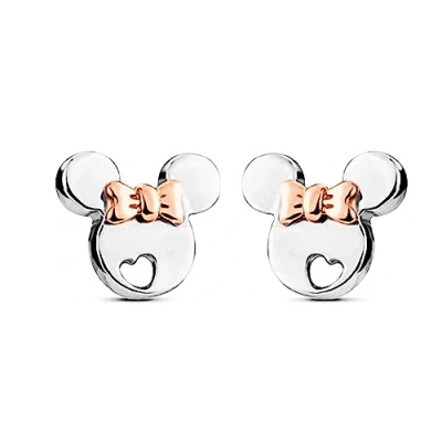 Afbeelding van Kaguyo Minnie Mouse Earrings for Girls Roségoud Verguld 925 Sterling Zilveren Kleine Schattige Mickey Stud Oorbellen voor Vrouwen Meisjes en Kinderen Verjaardagscadeau (rosbowl)