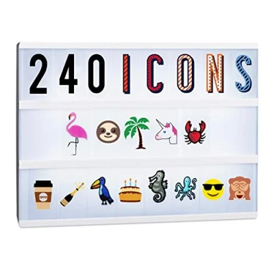 Afbeelding van Relaxdays , veelkleurige 240 letterset van 6,5 x 3,5 cm voor lichtbak met cijfers, emoticons en symbolen, plastic