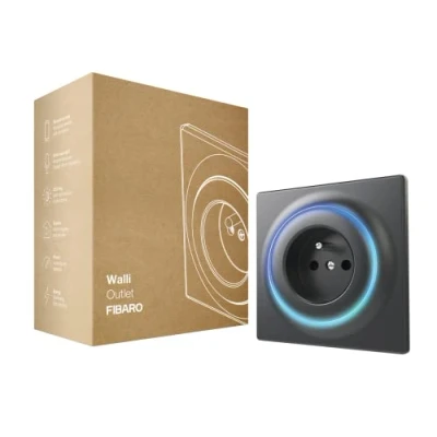 Afbeelding van FIBARO Walli Outlet type E Slimme inbouw stekker voor BE / FR Antraciet Z Wave Plus